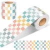 Zonon 65 Feet Checkered Border for Bulletin Board Pastel Rainbow Colorful Straight Trim Checkerboard Borders Decorative for Classroom Back to School Supplies (Checkerboard Style,Cool Color)