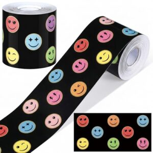 Zonon 65 Feet Happy Face Bulletin Board Borders Pastel Face Straight Border Trims Rolled Trim DIY Decoration for Classroom Home School Office Wall Back to School
