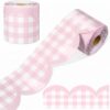 Zonon 65ft Pink Gingham Bulletin Board Border Pastel Scalloped Bulletin Board Trim Back to School Classrooms Decoration for Party Whiteboard, Walls, Desks, Windows, Doors, Lockers