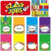 Zonon 75 Pcs Class Jobs Bulletin Board Colorful Class Jobs Pocket Chart Set Teacher's Helper Chalkboard Decor Classroom Bulletin Board Decoration for Back to School(Hero Style)