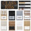 Zonon 75 Pcs Class Jobs Bulletin Board Colorful Class Jobs Pocket Chart Set Teacher's Helper Chalkboard Decor Classroom Bulletin Board Decoration for Back to School(Industrial Style)