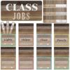 Zonon 75 Pcs Class Jobs Bulletin Board Wood Grain Class Jobs Pocket Chart Set Teacher's Helper Chalkboard Decor Classroom Bulletin Board Farmhouse Decoration for Back to School