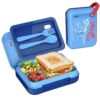 zoomzoobox Kids Bento Lunch Box for Boys & Girls – 4-Compartment Leak-Proof Lunch Container with Hidden Silicone Handle, Lightweight, BPA-Free, 855ml for School & Travel (Dinosaur)