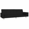 ZQQLVOO 2-Seater Velvet Sofa Bed Black with Two Pillows