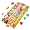ZQsmgs 3 in 1 Wooden Activity Busy Board, Early Educational STEM Toy