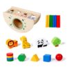 ZQsmgs Montessori Multi-Functional Wooden Activity Cube, Shape Sorter & Coin Drop Toy