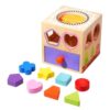 ZQsmgs Montessori Shape Matching Cube, Wooden Tactile Mystery Cube Color Sorting Blocks