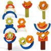 ZQsmgs Rainbow Light & Color Wooden Building Blocks, Montessori Acrylic Sensory Stacking Blocks