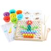 ZQsmgs Wooden Bead Sorting Board Game, Color Ball Clip Bead Toys