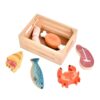 ZQsmgs Wooden Seafood Meat Cutting Toy Set, Kitchen Role‑Play Game