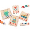 ZQsmgs Wooden Spelling Puzzle Sticks, Sight Word Matching Game