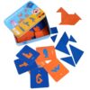 ZQsmgs Wooden Tangram Puzzle Set, Travel-Friendly Metal Box Spatial Thinking Gift