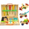 ZQsmgs Wooden Tool Box Play Set, Construction Role Play Toy