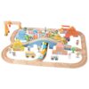 ZQsmgs Wooden Train Track Set, DIY Assemble Railway Track Playset
