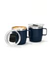ZREGGUR 6 oz Stackable Mug, Stainless Steel cup with handle, Vacuum Insulated Espresso/Coffee Mug, shot Glass Set for 2-Piece Set for Coffee, Spirits, Wine, Tea-Navy