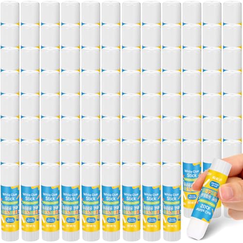 Zubebe 100 Pcs White Glue Sticks for Classroom 0.32 oz Washable Glue Stick for Crafts Back to School Gifts First Day Sets Classroom Prize Party Supplies Scrapbooking Crafting (School)