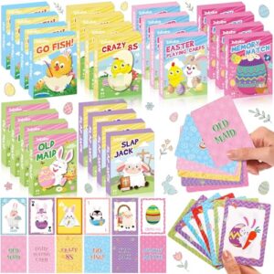 Zubebe 24 Pack End of Year Card Games Bulk 6 in 1 Classic Playing Card Game Set for Kids Includes Go Fish, Old Maid, Crazy Eights, Memory Match, Slap Jack, Playing Cards for End of Year Party Favors