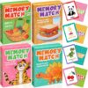 Zubebe 4 Sets Memory Matching Game for Kids Memory Match Fun Matching Game Educational Toys for Family Night, Party Favors, Classroom Prizes (Style 1)