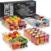 Zulay Kitchen 4 Pack Refrigerator Organizer Bins – Large Clear Fridge Storage Containers with Built-In Handles & Non-Slip Feet - Ideal Fridge Organizers, Kitchen Cabinets, Pantry Organization