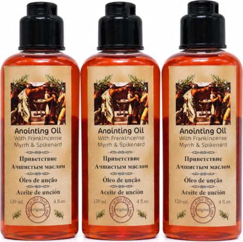 Zuluf Frankincense and Myrrh Anointing Oil Set of 3 with Spikenard from Jerusalem Biblical Christian Prayer Oil from the Holy Land Bethlehem for Baptism Godparent Faith Gift 12.2 Fl Oz 3 Pack