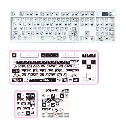 ZUOYA GMK104 Custom Mechanical Keyboard Barebones Bundle with Cute Cat PBT Keycaps,Full Size Hot Swappable DIY Gaming Keyboard Kit,VIA Programmable Wireless BT5.0/2.4G/USB-C Gasket Mount RGB Keyboard