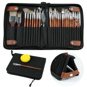 Zuplo 26Pcs Paint Brush Set for Acrylic Painting & Watercolor Brushes, Professional Acrylic Paint Brushes with Assorted Tips and Palette Knife, Art Supplies for Oil, Gouache and Face Painting