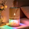 ZWH 5-in-1 Flame Himalayan Salt Lamp Ultrasonic Essential Oil Diffuser, Cool Mist Humidifier, 1H/3H/6H Timer, Auto Shut-Off, Quiet Aromatherapy, 100% Pure Salt Crystals, 250ml (Wood)