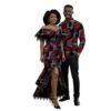 ZYHHDP African Print Couples Outfit Set Matching Ankara Wax Print Long Sleeve Shirt & Off-Shoulder Lace Trim Dress