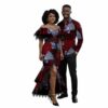 ZYHHDP African Print Couples Outfit Set Matching Ankara Wax Print Long Sleeve Shirt & Off-Shoulder Lace Trim Dress