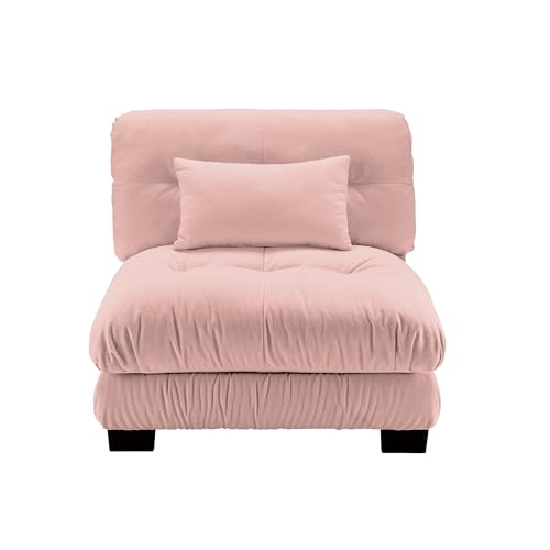 ZYJINIQ 40 Inch Breathable Chenille Studio Couch, Space Saver Bed with Solid Wood Frame, Sofa Individual with Flexible combinable Structure for Home Office and Living Space use, Pink