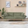 ZYJINIQ 79 Inch Foldable Corduroy Sofa Bed, Sofa with Adjustable armrests, Lazy Sofa with high Elastic Foam for Living Room and Small Space use, Green