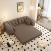 ZYJINIQ 79 Inch Soft Sherpa Fleece Sofa Bed, Sofa with high Density Foam Filling, Lazy Sofa with Foldable Convertible Design for Living Room and Guest Room use, Brown