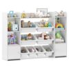 ZYLAVIO Toy Storage Organizer Bookshelf with 8 Bins, White/Pink (White)