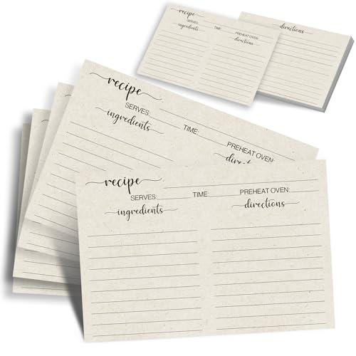 ZYLORI 60 Pack Vintage 4x6 Double Sided Index Cards - Premium 300GSM Thick Kraft Cardstock - Rustic Design for Bridal Shower, Wedding Recipe Box, Binder & Cookbook - Blank Writing Cards