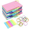 ZYNERY Colored Index Cards 3x5 Inches 375 PCS Flash Cards with Rings and Sticky Tabs, Multicolor Notecards Lined Both Sides Flashcards for Studying, School and Office Supplies
