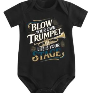 Zyuehyoe Baby Romper,Blow Your Own Trumpet Life,Adorable Whimsical Print Daily Clothing