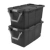 ZYUNOACYR 2 Pack 40 Gallon Extra-Large Wheeled Industrial Storage Bins, Dark Gray Plastic Totes With Latching Lid & Pull Handle, Stackable Mobile Containers For Garage, Warehouse & Bulky Goods