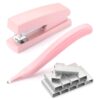 ZZTX Desktop Stapler with Remover & 1000 Staples Pink