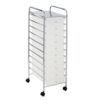 10-Drawer Multi-Color Rolling Craft Storage Cart, Clear Drawers Chrome Frame Mobile Trolley with Lockable Wheels & Perforated Worktop for Office Home Supplies