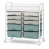10-Drawer Rolling Cart with Wheels, Storage Organizer with Mesh Top Shelf