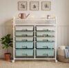 10-Drawer Rolling Storage Cart with Top Mesh Shelf, White