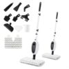 10-in-1 Steam Mop, 1200W Detachable Handheld Steam Cleaner Fast 15s Heat-Up, 2 Washable Mop Pad, Removes Stains for Hardwood Floors, Windows, Tiles, Furniture, Sapphire