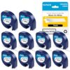 10-Pack Compatible for Dymo 91331 Black on White Plastic Label Tapes Compatible with Dymo Letra Tag Label Maker 12mm x 4m (1/2" x 13')