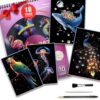 10-Page Spiral Scratch Art Book, Colorful Scratchboard for Adults Teens, A4