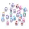 1000pcs 6x6mm Acrylic Square Alphabet Beads Spacer Loose Beads for DIY Jewelry Making Craft Necklace Bracelet