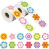 1000 Pcs Flower Stickers, 4 Rolls 1 in Colorful Cartoon Floral Roll Stickers, Waterproof Self Adhesive Reward Labels, for Party Supply Decoration, Crafts, Envelopes, Scrapbooking, Gift Bags