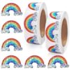 1000 PCS Holographic Rainbow Stickers Roll, 1.2" Shiny Self-Adhesive Vinyl Stickers for Envelope Sealing Journal Scrapbook DIY Crafts Birthday Decoration