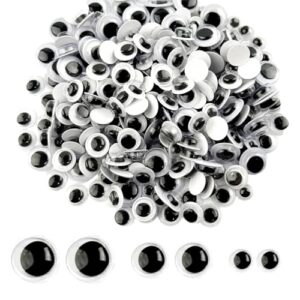 1000PCS Plastic Wiggle Googly Eyes 6mm 8mm 10mm Self Adhesive White Round Moving Craft Eyes Stick On for DIY Arts Crafts Scrapbooking Sewing Doll Making Card Making Decorations Supplies