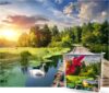 1000 Piece Puzzle for Adults - Golden Hour Lake with Wooden Bridge & Swans, Gift-Ready Box, Letters on Back, 8 Jigsaw Puzzle Saver Sheets & Full-Size Poster by GERJATO - Ideal Gift for Loved Ones