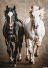 1000 Pieces Jigsaw Puzzle for Adults Black and White Horses Intellectual Decompressing Educational Fun Game Puzzle Collectibles DIY Toys for Family Friends Activities 19.69x27.56in
